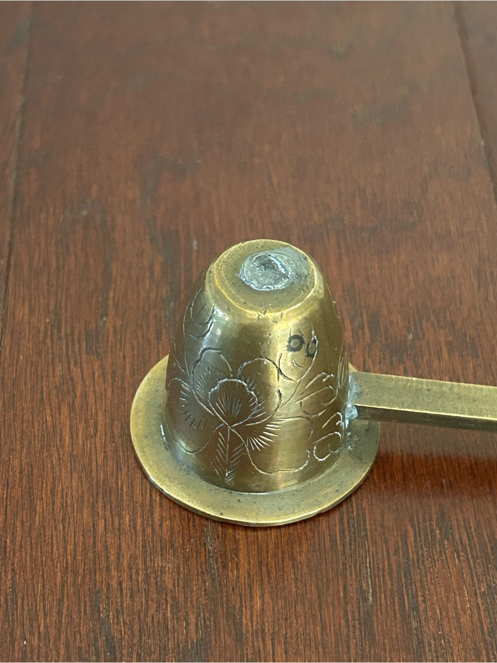 Vintage Mid-Century Etched Solid Brass Candle
Snuffer (Made in India / China) - Picture 3 of 9
